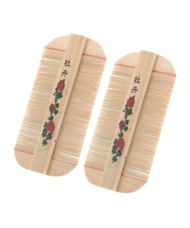 Veemoon 2pi ces Peigne Dents Fines Bambou pour Animaux Antipelliculaire pour Toilettage limination des Pellicules Usage Facile Maison ou Voyage