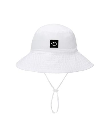 HSYZZY Baby Sun Hat Smile Face Toddler UPF 50+ Sun Protective Bucket hat Nice Beach hat for Baby Girl boy Adjustable Cap 0-6 Months White