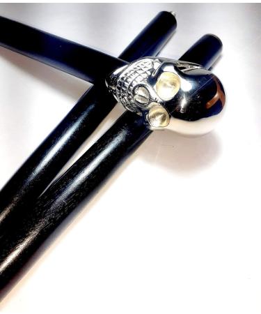 FICUS GIFT New Look Condition Silver Skull Folding Walking Stick 36 Inches - Handcrafted Walking Cane with Brass Handle