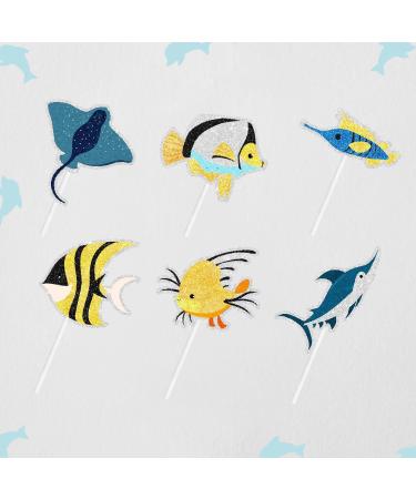 Cute Ocean Fish Themed Cupcake Toppers 18-PC Set - Perfect for a boy's or girl's ocean-themed birthday party and baby shower party decorations for kids - SugarGera 6 - Buy Online on GoSupps.com