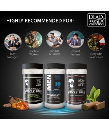 Dead Sea Collection Muscle Recovery Bath Salts for Men - Soothing Amber Wood Mineral Salt Soak - 34.2 OZ for Healing and Relaxation - Buy Online on GoSupps.com