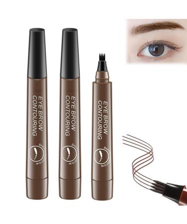 Makefullbeauty Eyebrow Makefullbeauty Waterproof Natural Eyebrow Pen Makefullbeauty Brow Pen Magical Waterproof Brow Pen Micro Fork Tip Precise Brow Pen Point Eyebrow Pencil Liquid Pen Makeup 2*Black