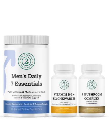 2nd Springs Complete Men's Wellness Trio: Mushroom Power Essential Nutrients and Bone Support
