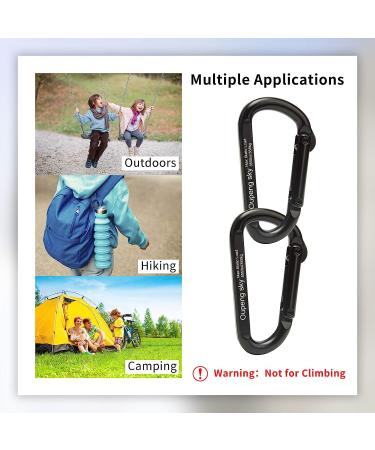 855lbs Heavy Duty Carabiner Clip for Hammocks, Camping, Hiking - D-Shaped Spring Hook for Outdoors, Gym, Dog Leash - Black (2 Pack) - Buy Online on GoSupps.com
