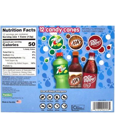 Dr. Pepper 7 Up and A&W Root Beer Soda Flavored Candy Canes 12 Count Total - Christmas Holiday Stocking Stuffers - Buy Online on GoSupps.com