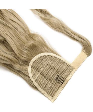 24 Inch Long Curly Wavy Wrap Around Ponytail Clip In Hair Extension - Ash Blonde/Bleach Blonde Mix - One Piece Hairpiece for Women - Buy Online on GoSupps.com