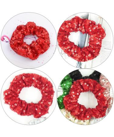 Red Sequin Hair Ties - 4pcs Christmas & Valentine's Day Elastic Ponytail Holders for Women & Girls - Buy Online on GoSupps.com