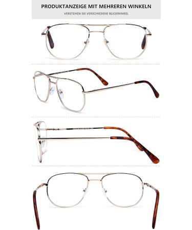 Buy Lanomi Blue Light Filter Pilot Reading Glasses - Classic Metal Frame for Men & Women | Prescription Strengths 1.0 to 4.0 - International Shipping Available - Buy Online on GoSupps.com