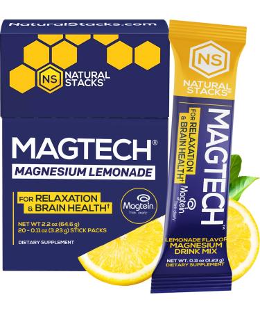 Natural Stacks MagTech Magnesium Drink Mix Lemonade 20 Stick Packs 0.11 oz (3.23 g) Each