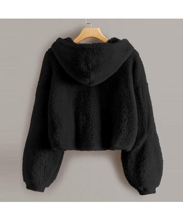 Girls' Floral Fleece Hoodie Jacket - Black, 9-10 Years | Cozy Button Down Top - Buy Online on GoSupps.com