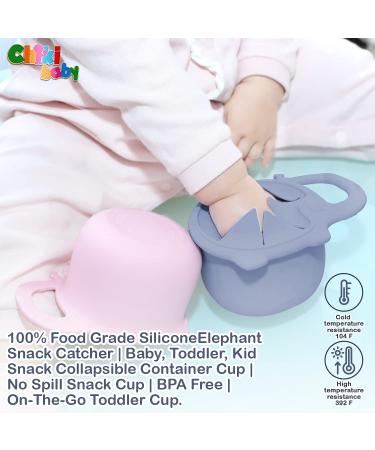 Chiki Baby Elephant Snack Cup | Spill Proof Silicone | Snack Catcher for Toddlers | Quartz Pink - Buy Online on GoSupps.com