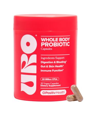 O Positiv URO Whole Body Probiotic 3-in-1 Probiotic Supporting Gut Skin and Oral Microbiomes & Digestive Health 20B+ CFUs Licorice Root Dandelion Non-GMO Vegan Gluten-Free 30 Capsules