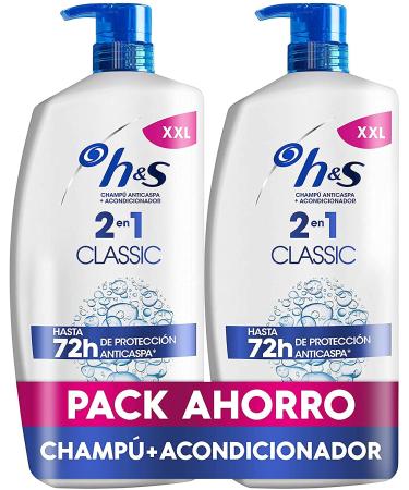 Head & Shoulders H&S Classic 2 in 1 Anti-Dandruff Shampoo for All Hair Types pH Balanced 2 Shampoo+ Conditioner 1000 ml