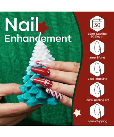 Modelones 8-in-1 Builder Nail Gel Set - 6 Colors Sparkle Green Glitter Gold Silver Builder Gel Polish for Christmas Gifts - Buy Online on GoSupps.com