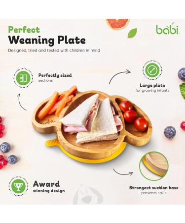 BABI Large Dog Plate for Baby and Toddler - Natural Bamboo with Silicone Suction Ring (Cherry Red) - Buy Online on GoSupps.com