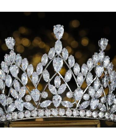 Aoligrace CZ Princess Pageant Crowns | Cubic Zirconia Wedding Tiara for Bride | Birthday Quinceanera Hair Accessory - Buy Online on GoSupps.com