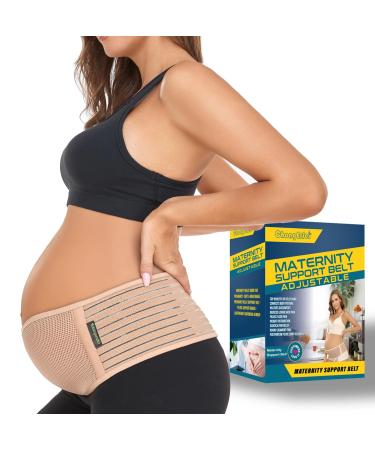 Maternity Belt Pregnancy Belly Band Back Support Abdominal Binder Back Brace - Relieve Back Pelvic Hip Pain(Beige Plus Size) Plus Size ZNude