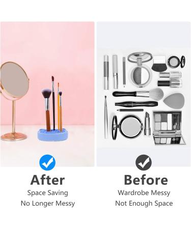 Lurrose Cat Shape Silicone Makeup Brush Cleaning Mat - 2 in 1 Brush Cleaner & Dryer Tray - Portable Cosmetic Scrubber Pad for Home & Travel (Blue - Buy Online on GoSupps.com
