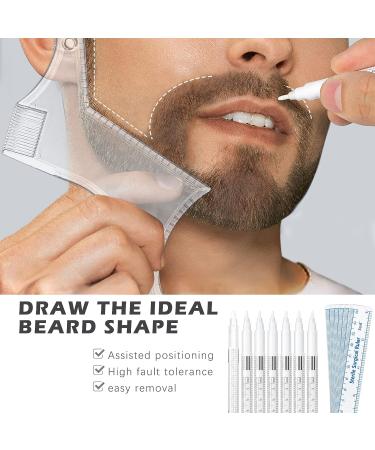 Barber Pencil Set: 8 Microblading Marker Pens with Removal Pen, Ruler Edge, Hairline Razor, Beard Guide - Eyebrow Lip Skin Marking Pens for Men and Women (White) - Buy Online on GoSupps.com