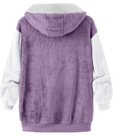 Shop Hanxiulin Oversized Plush Hoodie Coat - Elegant Winter Jacket for Women Lined & Quilted 5XL Purple - Buy Online on GoSupps.com