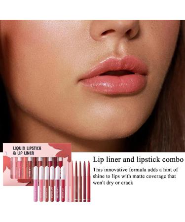 Lip Liner and Lipstick Combo Lip Liner Pen Set Long-Lasting Liquid Lipstick Set Matte 6 Lip Liners + 6 Lipsticks for Defined Lips Matte Lip Liner and Lipstick - Buy Online on GoSupps.com