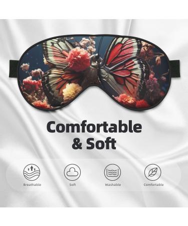 BREAUX Butterfly Kissing Flowers Print Double Sided Eye Mask | Blackout Sleep Mask for Women & Men | Comfortable All Night Rest - Buy Online on GoSupps.com