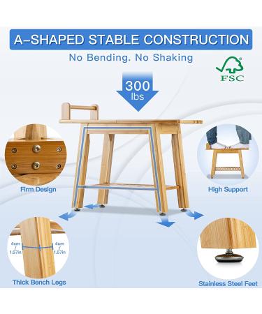 ETECHMART 2-Tier Bamboo Shower Bench  24 Inch Spa Stool with Storage Shelf for Inside Shower Legs Shaving  Entryway or Bathroom  A-Shaped Shower Bath Seat for Seniors Adults Disabled Women  Natural 24Ã20Ã12 Inch+Bamboo - Buy Online on GoSupps.com