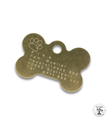 Raftsman Dog Tag with Engraving - ID Tag - Address Tag - Address Plate - Individual - Personalized - Diamond Engraving (Gold)