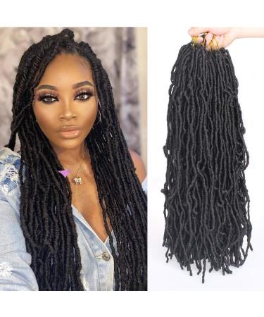 Xtrend 7 Packs 24 Inch Black Nu Faux Locs Crochet Braids Hair Synthetic Pre Looped Soft Dreadslocks Braiding Hair Goddess Faux Locs Curly Wavy Hair Extensions for Black Women 18strands/pack 1B# 24 Inch (Pack of 7) 1B#