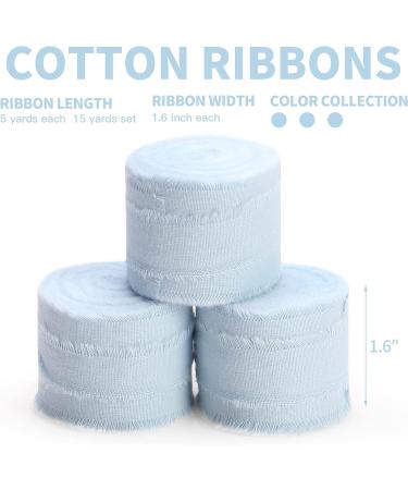 Handmade Light Blue Fringe Ribbon Set - 3 Rolls, 1.6 x 5 Yards each - Perfect for Gift Wrapping, Crafts, Bridal Bouquets, Wedding Decorations - Buy Online on GoSupps.com