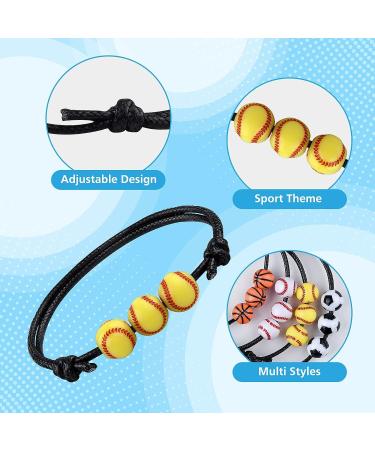 MIAHART 24 Pcs Softball Bracelet Set | Adjustable Sports Theme Charm Bracelets for Boys and Girls | Party Favor Ball Bracelets - Buy Online on GoSupps.com