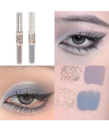 Jutqut 2PCS Liquid Glitter Eyeliner Eyeshadow Shimmer Eyeshadow and Matte Eyeshadow 2 in 1 Dual-End Cream Cosmetics Eyeshadow Eyeliner Glitter Matte Glitter Pressed All Highly Pigmented Blending Liquid Create Korean & Smoky Eyeshadow Makeup #Pk01&pk02 - Buy Online on GoSupps.com