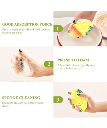 3-Pack Cleaning Kitchen Sponges Oval Pink Tropical Leaf Flamingo Kitchen Cellulose Dishwashing Wood Pulp Cotton one sizex3 Pink - Buy Online on GoSupps.com