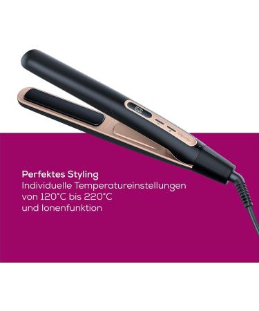 Beurer HS 100 Hair Smoothing Iron - Quick 12 Sec Heating Ceramic Coating Ionic Shine & Curled Styles - Buy Online on GoSupps.com