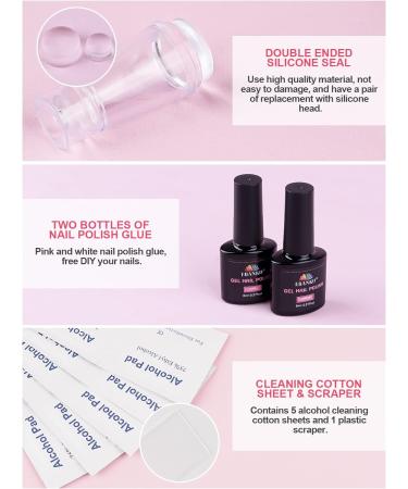 EBANKU Double Sided Nail Stamper Kit with Gel Polish - French Tip Nail Stamping Set for Home DIY Salon - Buy Online on GoSupps.com