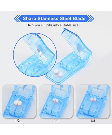 Pill Cutter 2-in-1 Portable Splitter with Blade & Storage - Grey + Blue - Buy Online on GoSupps.com