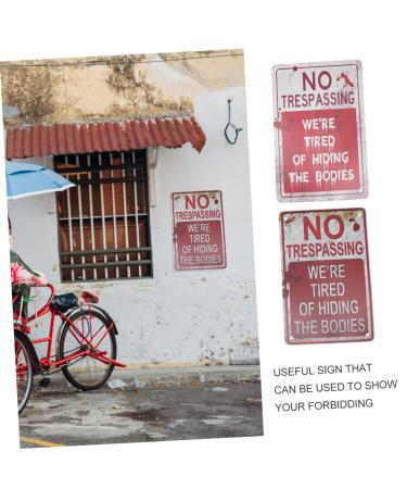 Ciieeo 2pcs Warning Tin Painting Emblems Metal Halloween Signs Metal Signs Hanging Painting Vintage Antique - Buy Online on GoSupps.com