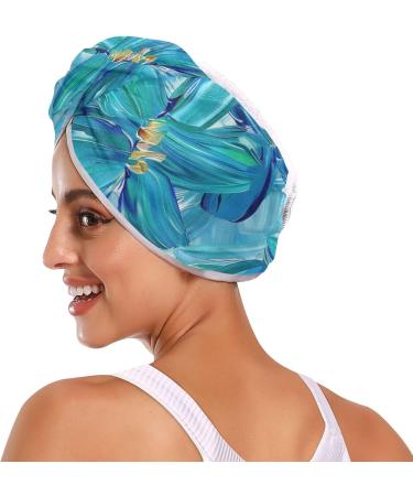 Blue Flowers Hair Towel 2 Pack - Super Absorbent Quick Dry Hair Turbans for Women & Girls - Buy Online on GoSupps.com
