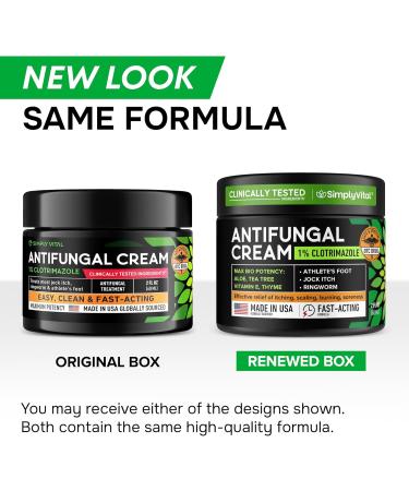 SimplyVital Antifungal Cream 1%, Made in USA - Fast Acting Relief for Jock Itch, Ringworm & Athlete's Foot - 2 oz - Buy Online on GoSupps.com