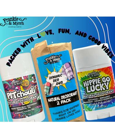 Frankie and Myrrh Patchouli Natural Deodorant Duo | 2 Pack Hippie Go Lucky 2.56 oz Each - Eco-Friendly Long-Lasting International Shipping Available - Buy Online on GoSupps.com