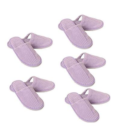 5 pairs of guest shoes set disposable universal size slippers high quality anti -slip hotels lip coral fleece for party guest slipper (f: 5 pairs purs) 40/41 EU f 5 pairs purple