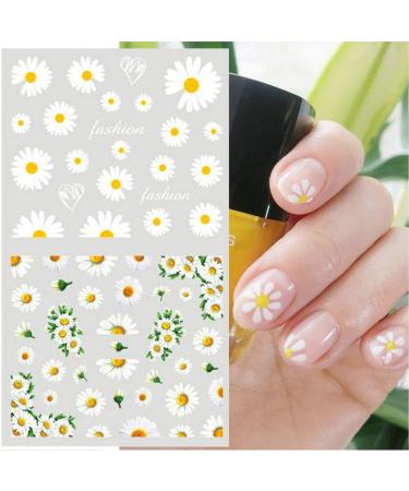 Daisy Nail Art Stickers Decals - 12 Sheets Water Transfer Slider for Women & Girls - Spring Summer Floral Decorations - Buy Online on GoSupps.com