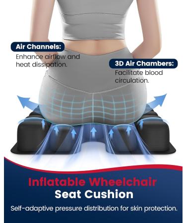 ADERI Airbag Wheelchair Cushion with Ventilation Channels for Pressure Sore - Black - Buy Online on GoSupps.com