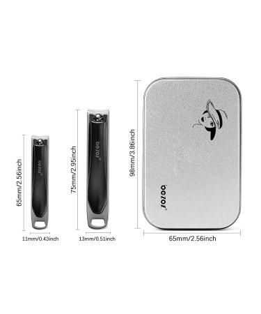 BEZOX Nail Clipper Set - Professional Ergonomic Toenail Clippers for Men and Women with Non-Slip Design, Nail File, and Tin Case - 2 Pcs Dark - Buy Online on GoSupps.com