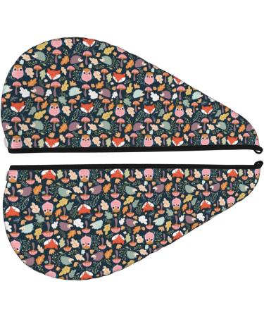 Hair Towel Wrap - Quick Drying Turban with Button | Autumn Fox Owl Design | Perfect for All Hair Types - Buy Online on GoSupps.com