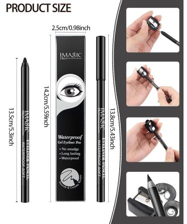 LYSdefeu Waterproof Smudge-proof Gel Eyeliner Pencil - BLack - Pack of 3 - Buy Online on GoSupps.com