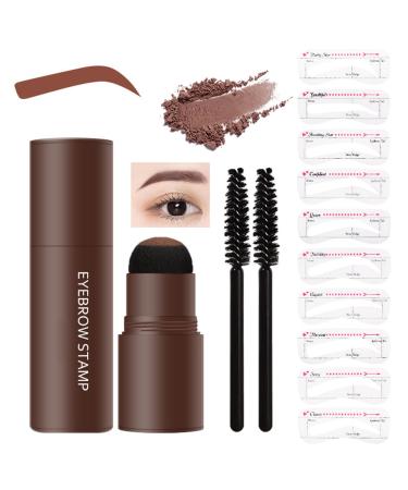 LXZJJM Eyebrow Stamp Stencil Kit - Long-lasting Smudge-free Brow Makeup | Natural and Smooth Texture | Multifunctional | Includes 10 Brow Shapes & Stamps | Reusable eyebrow stencils (02#natural brown)