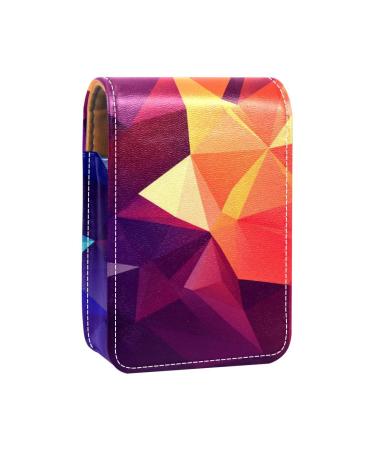 Lipstick Case Leather Lip Gloss Lipstick Organizer with Mirror Mini Lipstick Holder Bag Abstract Art Geometric Colorful Q961e4kirx
