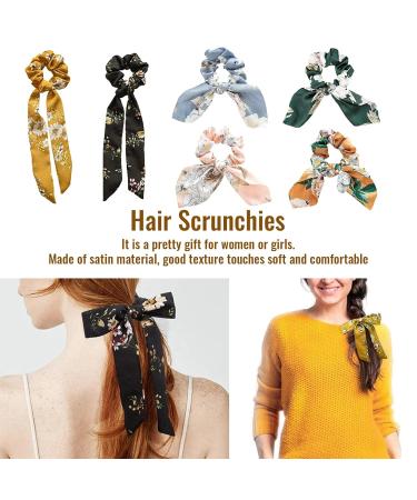 Benaton 6-Piece Chiffon Bowknot Hair Ties | Vintage Floral Ponytail Holders for Girls & Women - 6 Color Styles - Buy Online on GoSupps.com