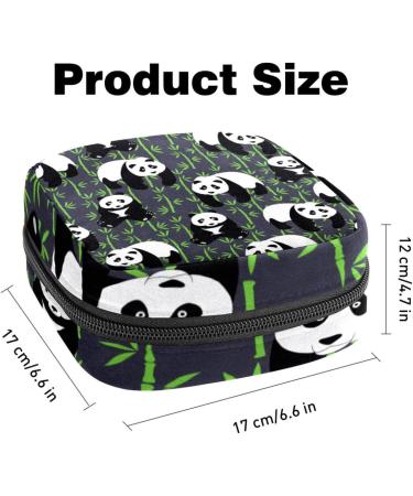 Portable Cute Panda Storage Bags for Women's Bandages & Menstrual Pads Gray Bamboo Pattern for School & Office - Buy Online on GoSupps.com